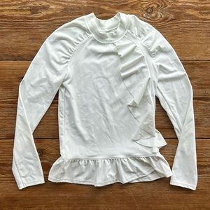 Janie and Jack girls white ruffle rash guard, sz 10